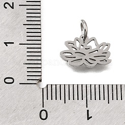 304ステンレススチールチャーム  12ヶ月の誕生花チャーム  ステンレス鋼色  7月の蓮  8x12x1mm  穴：3.5mm&nbsp;SA-CBA4CE0-01P-F