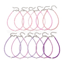 12Pcs 12 Colors Summer Beach Natural Shell Heart with Glass Beaded Anklets&nbsp;AJEW-AN00779