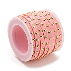 スエード調コード  ゴールデントーン合金リベット付き  パンクロックジュエリーには  ピンク  5x2.5mm  約5.46ヤード（5m）/ロール&nbsp;LW-Q016-5mm-1038