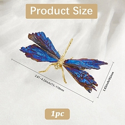 Dragonfly Alloy Electroplated Natural Tourmaline Display Decorations&nbsp;DJEW-WH20002-15G
