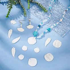 16Pcs 4 Styles Natural Shell Pendants&nbsp;SHEL-AR0001-14
