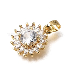 Brass Micro Pave Clear Cubic Zirconia with Glass Pendants&nbsp;KK-CBAA632-32G