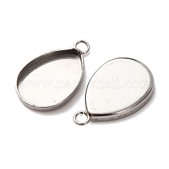 304ステンレススチールペンダントカボションセッティング  ティアドロップ  ステンレス鋼色  トレイ：10.5x14.5mm  18x11x2mm  穴：1.8mm&nbsp;STAS-D379-08A-P