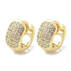 Brass Micro Pave Clear Cubic Zirconia Hoop Earrings&nbsp;LS-EJEW-D311-103G