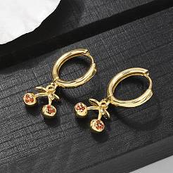 Brass Cubic Zirconia Hoop Earrings&nbsp;EJEW-Q015-01G-B
