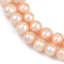 天然養殖淡水パールビーズ連売り  ポテト  グレード2a+  ピンク  7~8mm  穴：0.7mm  約54~55個/連  14.09~14.37インチ（35.8~36.5cm）&nbsp;PEAR-I007-07X-09B