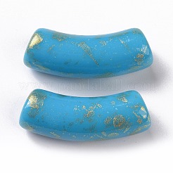 不透明なアクリルビーズ  グリッターパウダー付き  カーブチューブ  ミックスカラー  34.5x13.5x11.5mm  穴：3.1mm&nbsp;OACR-A016-05