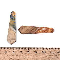 不透明な樹脂とクルミ材のペンダント  剣型チャーム  グリッターパウダー付き  ミックスカラー  49x12x3mm  穴：2mm&nbsp;RESI-T060-57M-1