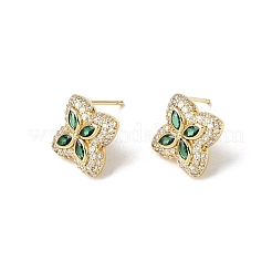 Brass Micro Pave Cubic Zirconia Stud Earrings&nbsp;KK-CBA8324-25G-03