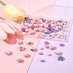 68個 16種類の手作り磁器ビーズ  光沢釉の磁器  ラウンド  ミックスカラー  6~14x5.5~12mm  穴：1.5~3.3mm&nbsp;PORC-FS0001-11