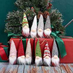2 Sets 2 Style Cloth Christmas Doll Pendant Decorations&nbsp;HJEW-SZ0001-09