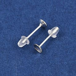 925 Sterling Silver Stud Earring Findings&nbsp;STER-K183-15S-4mm