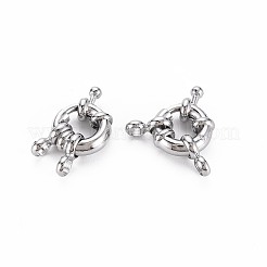 真鍮のスプリングリングの留め金  ベイルビーズ/チューブベイル付き  ニッケルフリー  プラチナ  11.5mm  穴：2.5mm&nbsp;X-KK-S356-112P-NF