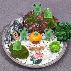 66Pcs 6 styles Resin Frog & Lotus & Mushroom Ornaments&nbsp;DJEW-GF0001-61