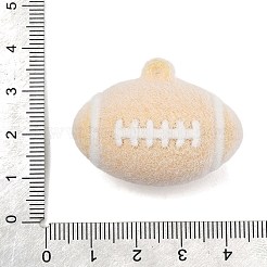 スポーツをテーマにしたフロッキングシリコンペンダント  小麦  ラグビー  27x36x24mm  穴：2mm&nbsp;SIL-C012-02B-01