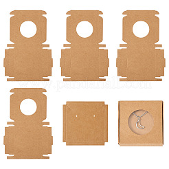 正方形のクラフト紙ジュエリー収納ボックス  ネックレス イヤリング ギフトケース 窓付き  ラウンド  6x6x1cm  窓：35mm&nbsp;CON-TAC0001-04C