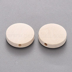 ウッドビーズ  染色されていない  フラットラウンド  アンティークホワイト  20x5mm  穴：1.4~2mm  約500個/500g&nbsp;WOOD-S055-26B-01