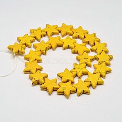 染め加工合成ターコイズビーズ連売り  スター  きいろ  11.5x10~10.5x4mm  穴：1mm  約42~43個/連  14.57~14.96インチ（37~38cm）&nbsp;G-M144-06-D