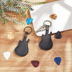 プラスチック製ギターピック10個  2 個の pu レザーギターキーホルダー  ミックスカラー  キーホルダー：11.8x5cm  ピック: 30x25.5x0.4mm&nbsp;DIY-NB0007-40