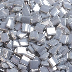 MIYUKIティラビーズ  日本製シードビーズ  2穴  （tl1865)不透明スモークグレー光沢  5x5x1.9mm  穴：0.8mm  約1180個/100g&nbsp;SEED-J020-TL1865