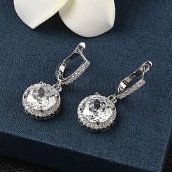 925 Sterling Silver Micro Pave Cubic Zirconia Hoop Earrings&nbsp;EJEW-B147-01A-01