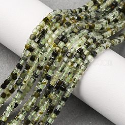 天然プレナイトビーズ連  キューブ  2.5x2.5x2.5mm  穴：0.5mm  約152個/連  14.96''（38センチメートル）&nbsp;G-RM241221-K3