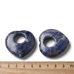 天然ソーダライト中空ペンダント  ハートチャーム  39~40x39.5~40x9.5~10mm  穴：13.5~14mm&nbsp;G-C167-06C