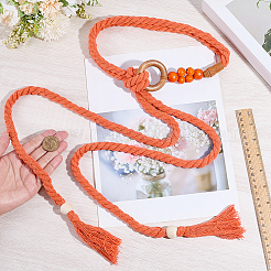 1Pc Handmade Weaving Cotton Tassel Waist Belts for Women Ladies Dress&nbsp;AJEW-CP0010-51B