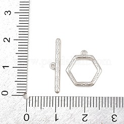 六角形の真鍮製トグル留め具  カドミウムフリー＆鉛フリー  長持ちメッキ  プラチナ  4~13.5x13~20.5x1.5~2mm  穴：1mm&nbsp;KK-G548-40P