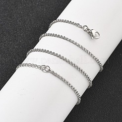 女性用真鍮ローロチェーンネックレス  304ステンレススチール製カニカン付き  ラックめっき  鉛フリー＆カドミウムフリー  長持ちメッキ  プラチナ  17.56インチ（44.6cm）&nbsp;NJEW-D302-22P