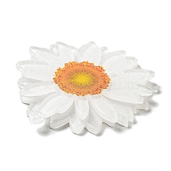 プリント透明アクリルパーツ  3Dフラワーチャーム  ホワイト  42.5x40x4mm  穴：1.5mm&nbsp;SACR-P029-B01