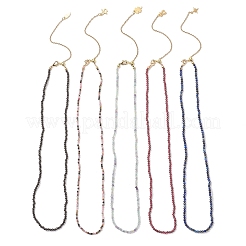 2.5MM Faceted Round Natural Tourmaline & Fluorite & Garnet & Obsidian & Lapis Lazuli Beaded Lariat Necklaces&nbsp;NJEW-JN05874