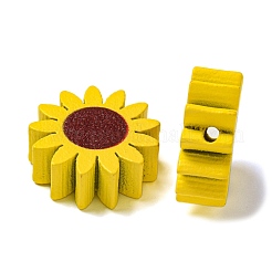 プリントウッドビーズ  ヒマワリ  ゴールド  21x8mm  穴：2.5mm&nbsp;WOOD-G022-23