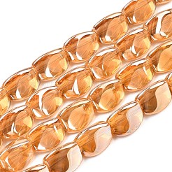 メッキガラスビーズ連売り  三角柱  ミックスカラー  12x9.5~11.5x9mm  穴：1mm  約52~53個/連  24.41インチ〜24.80インチ（62~64cm）&nbsp;EGLA-S188-23