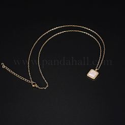 Natural Shell Square Pendant Necklace with Stainless Steel Chains&nbsp;TM4742-1