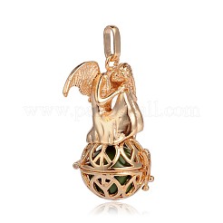 Golden Plated Brass Hollow Round Cage Pendants&nbsp;KK-J249-01G