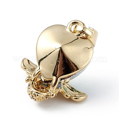 Real 18K Gold Plated Rack Plating Brass Micro Pave Clear Cubic Zirconia Pendants&nbsp;KK-C015-32G-02
