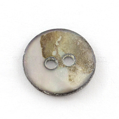 2-Hole Flat Round Sea Shell Buttons&nbsp;SSHEL-Q295-05