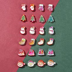 24個 12スタイル UVメッキアクリルビーズ  エナメル  虹色の  クリスマスデコレーションテーマ  混合図形  21~25x16~20x8.5mm  穴：3.5mm  2個/スタイル&nbsp;FIND-FS0002-65