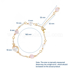 Natural Rose Quartz Link Bracelets&nbsp;BJEW-JB04998-01