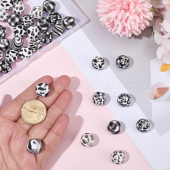 48Pcs 6 Styles Black with White Silicone Beads&nbsp;SIL-SC0002-99