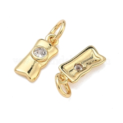 Brass Micro Pave Clear Cubic Zirconia Charms&nbsp;KK-B170-15G