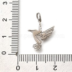 304ステンレスペンダント  丸カン付き  鳥のチャーム  レーザー切断  ステンレス鋼色  18x14.5x1mm  穴：3mm&nbsp;STAS-Z119-27P