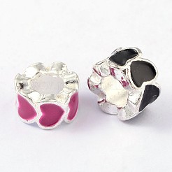 合金エナメルヨーロピアンビーズ  大穴ビーズ  コラム  銀色のメッキ  ミックスカラー  10x6mm  穴：5mm&nbsp;MPDL-R011-M