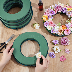 樹脂フォーム泥ブロックリング5個  造花アレンジメント用品  プラスチックベース付き  オリーブドラブ  250x43mm&nbsp;AJEW-WA0003-20