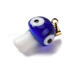 手作りランプワークペンダント  目のあるキノコ  ラック メッキ ゴールド トーンの真鍮パーツ  長持ちメッキ  ゴールドカラー  ミックスカラー  19~21x11~13mm  穴：4.5x3.5mm&nbsp;LAMP-S069-07G