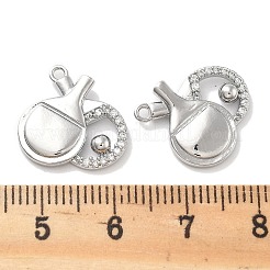 Brass Micro Pave Clear Cubic Zirconia Pendants&nbsp;KK-M102-37P