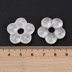 透明ガラスビーズ  花  ホワイト  24x25x7mm  穴：6mm&nbsp;GLAA-F129-01N