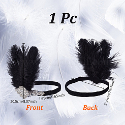 羽のヘアバンド  女性の女の子のために  ブラック  16.5~205x255mm&nbsp;PHAR-WH0020-04