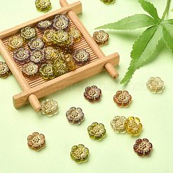 メッキアクリルビーズ  ライン入り  花  ミックスカラー  13x12x4mm  穴：1.2mm  約50個/袋&nbsp;PACR-YW0001-09